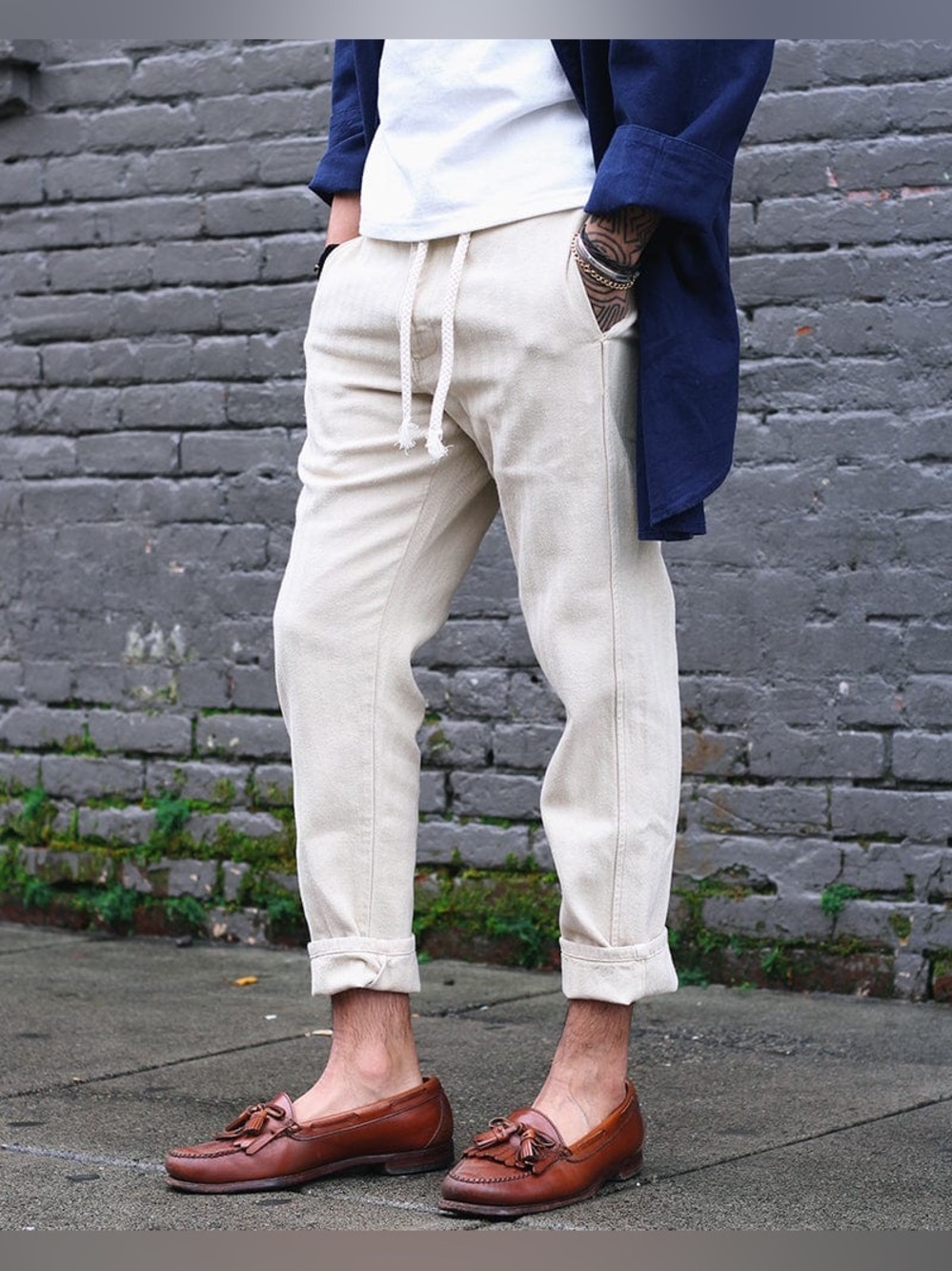 Prospective Flow Kaze Natural Cotton Denim Japanese Military Style Pants Size 30